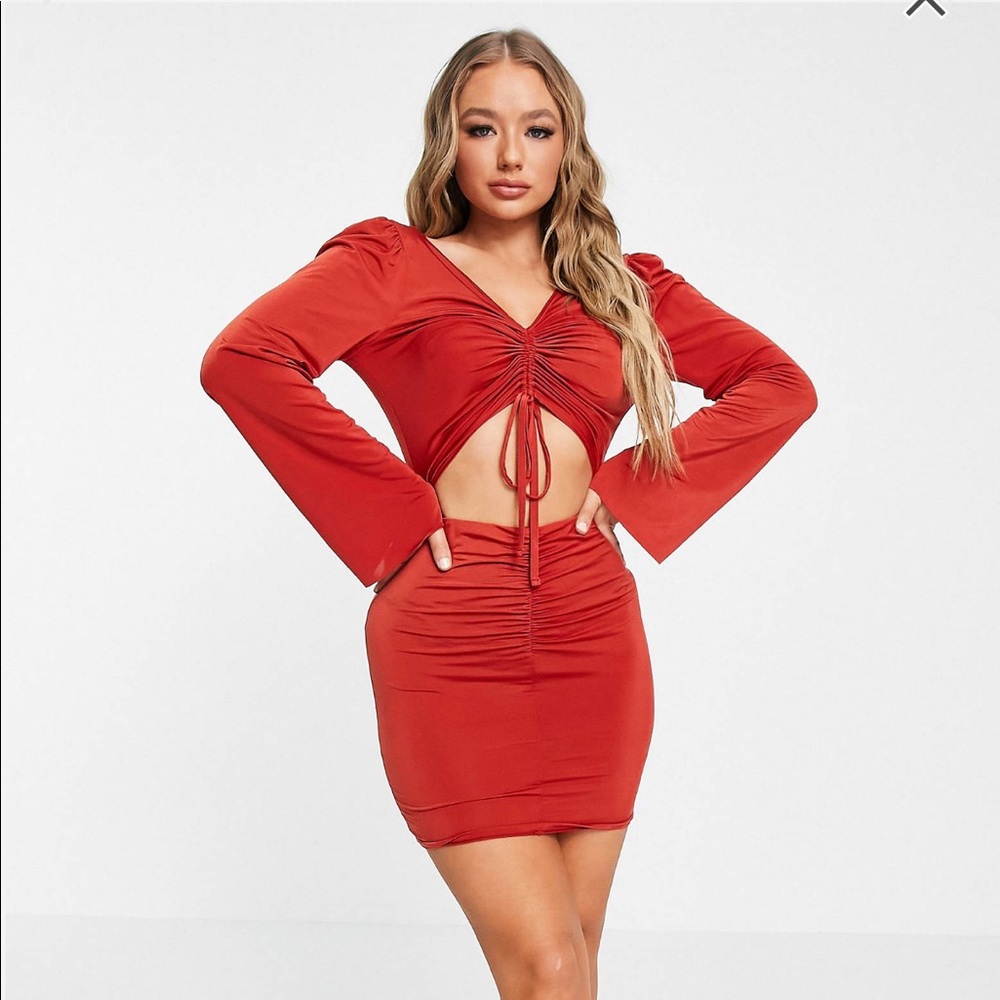 ASOS long sleeve ruched mini dress
